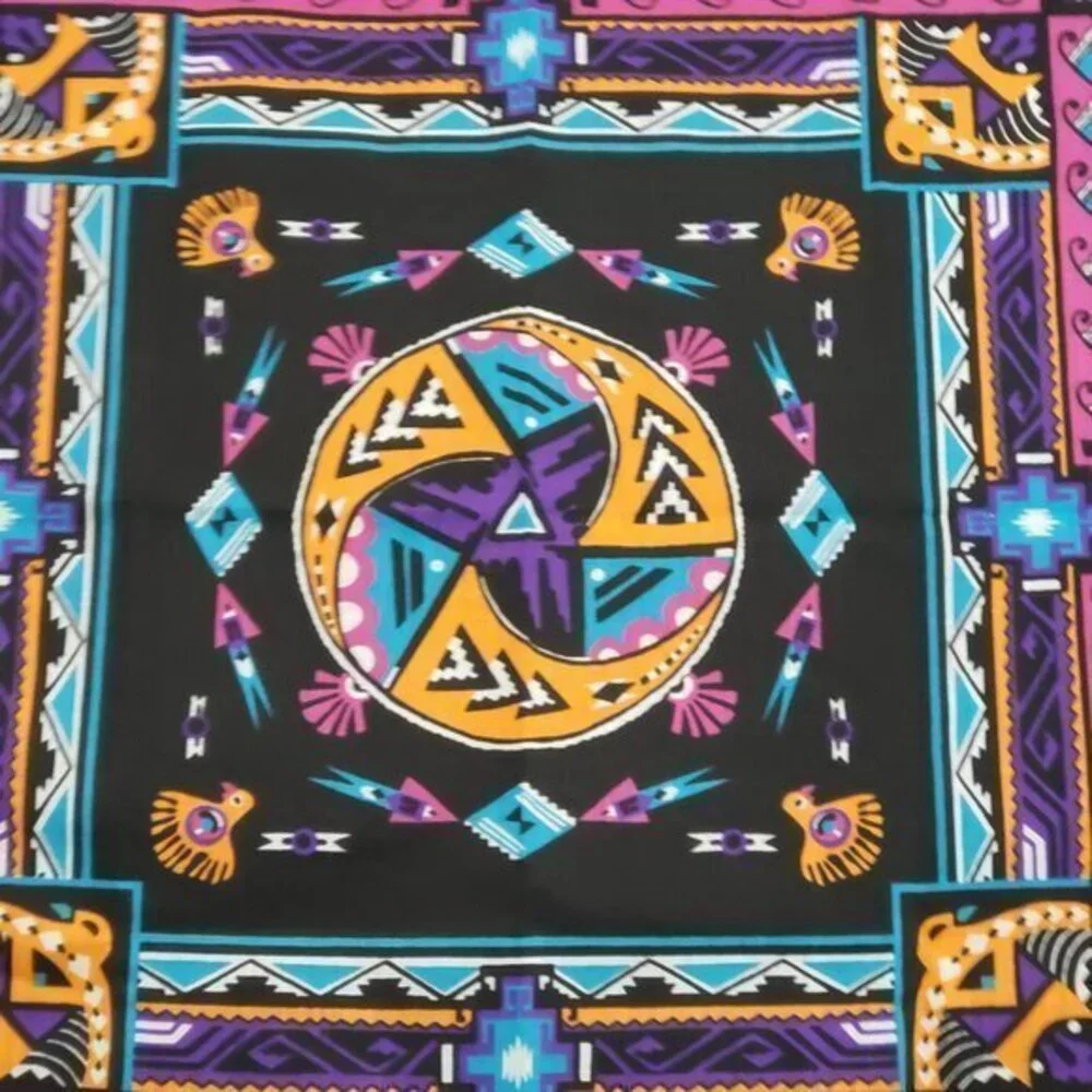 Vintage‎ Wamcraft Aztec Western Print Bandana Made In USA
